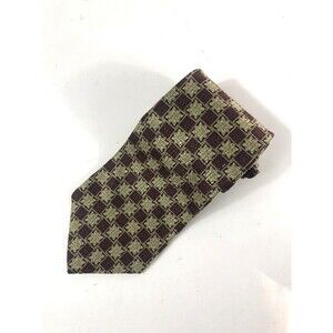 Vintage Parisian Signature 100% Silk Tie Burgundy Wine Gold Navy Blue Geometric